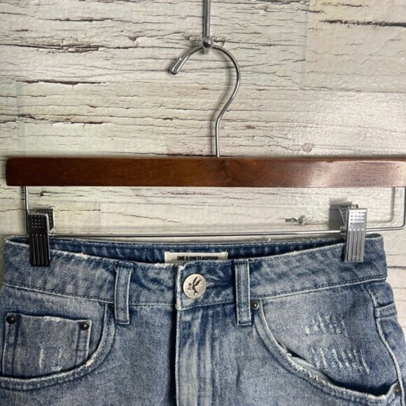 One Teaspoon High Waist Bandits Cut Off Denim Shorts 25 Jean 100% Cotton - Picture 4 of 8